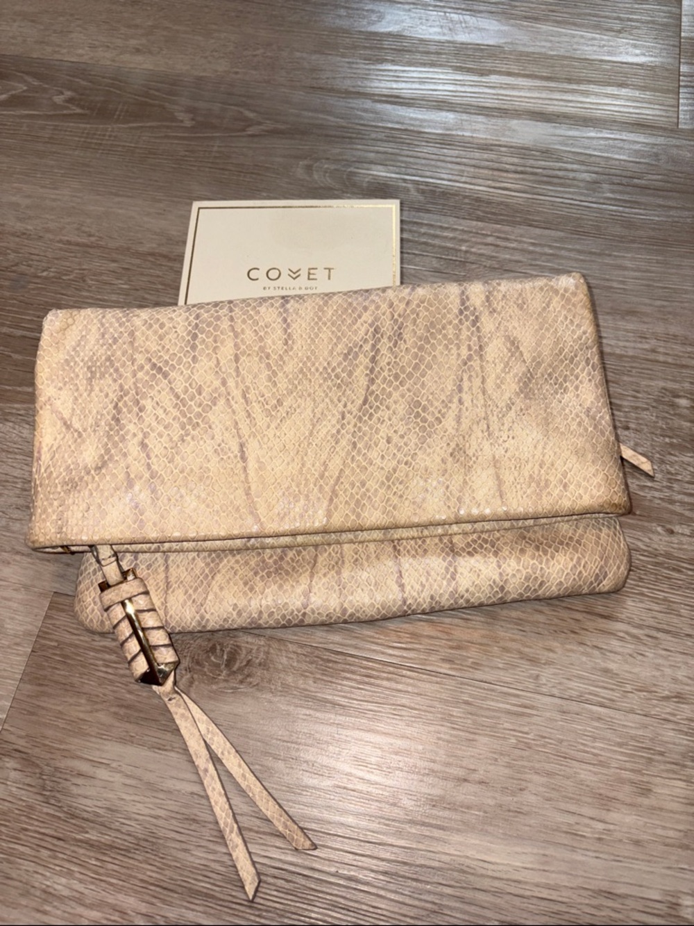 Stella & Dot Covet Snakeskin Waverly Leather Crossbody/Clutch
